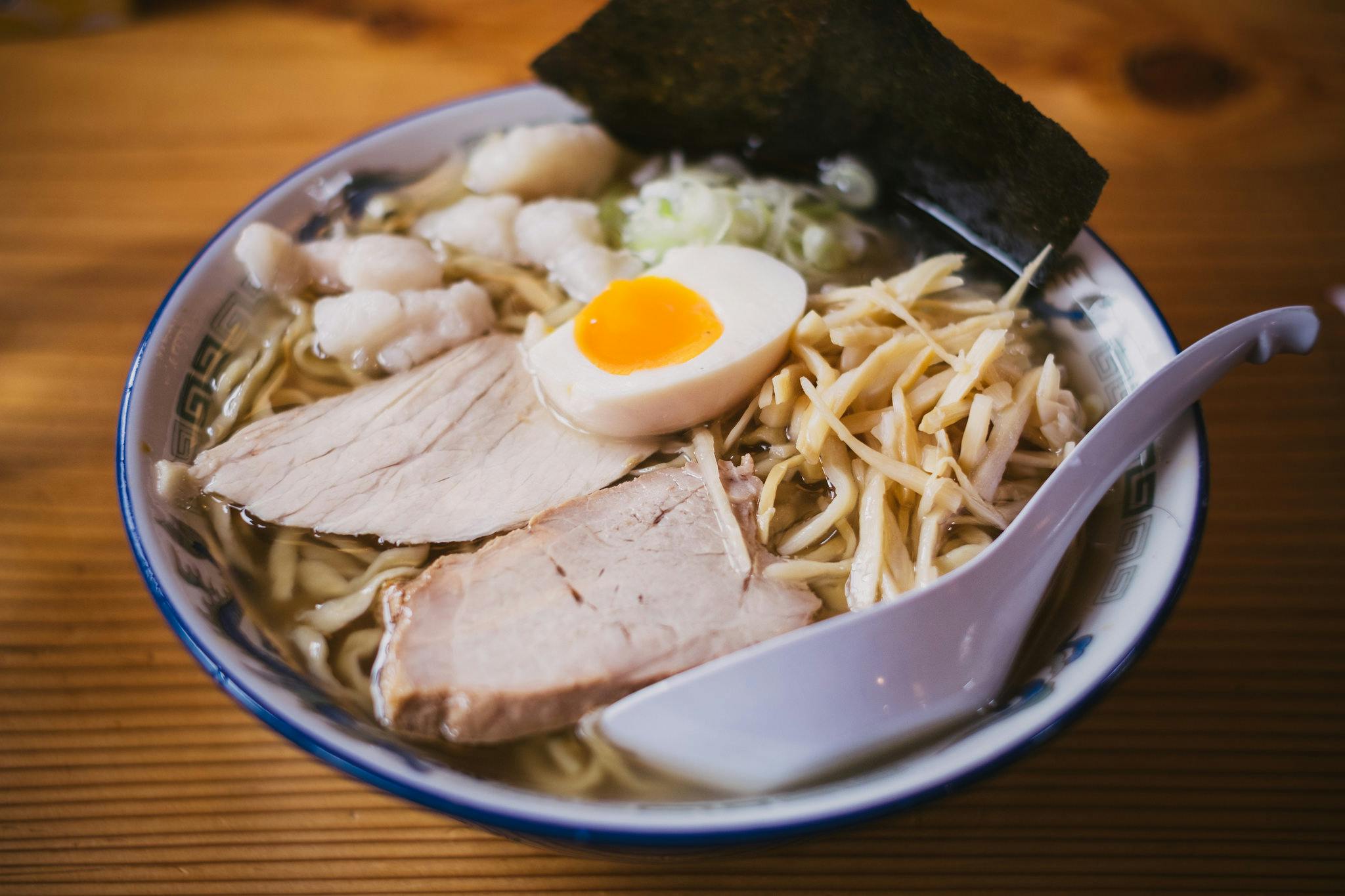 Japanese ramen bowl with chopsticks